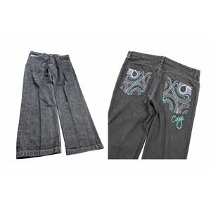 Coogi Australia Wide Leg Jeans W38 L32 Embroidered Y2K Baggy Denim